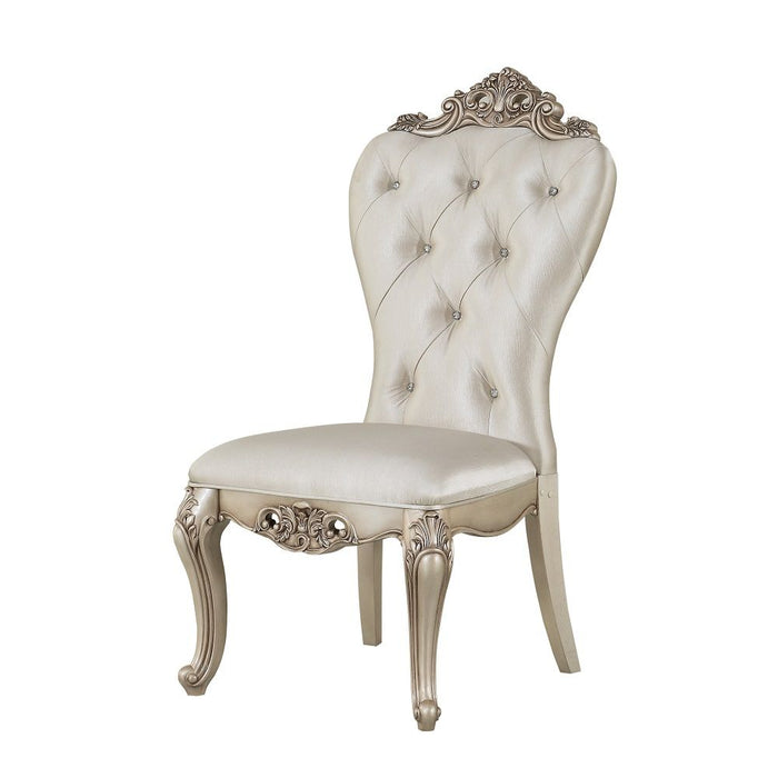 Gorsedd - Side Chair Set of 2) - Cream Fabric & Golden Ivory