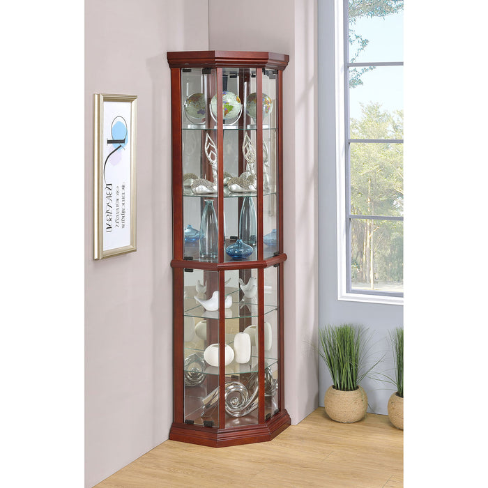 Jacob - 6 Shelf Curio Display Cabinet - Red / Brown Furniture Max