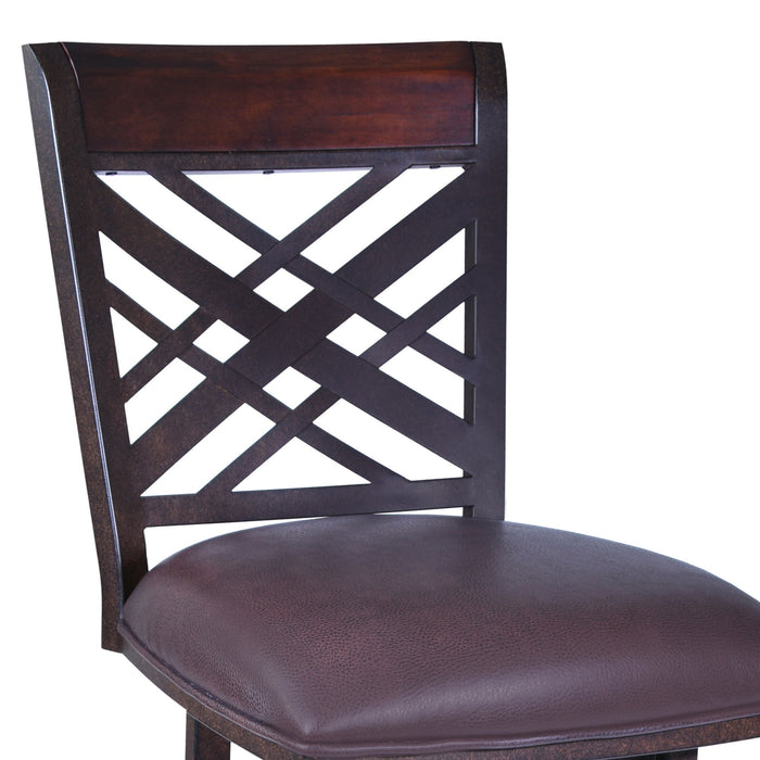 Faux Leather Iron Bar Height Chair 45" - Brown