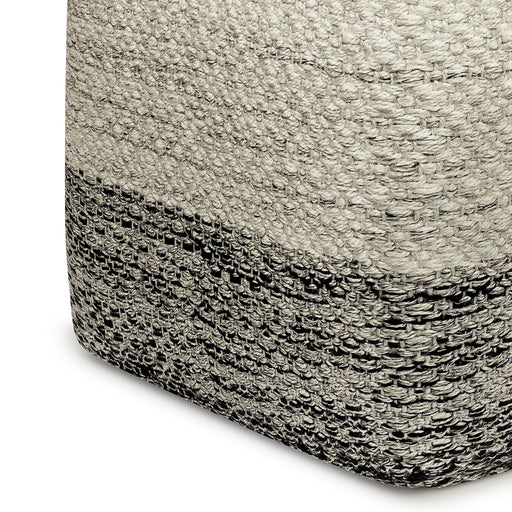 Macie - Square Woven Outdoor / Indoor Pouf - Gray / White Simpli-Home