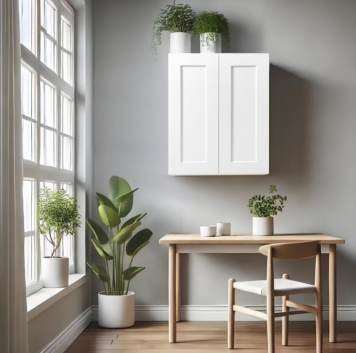 Shaker Wall Cabinet With Soft Close Hinges, Adjustable Shelves, Double Door Home Essentials