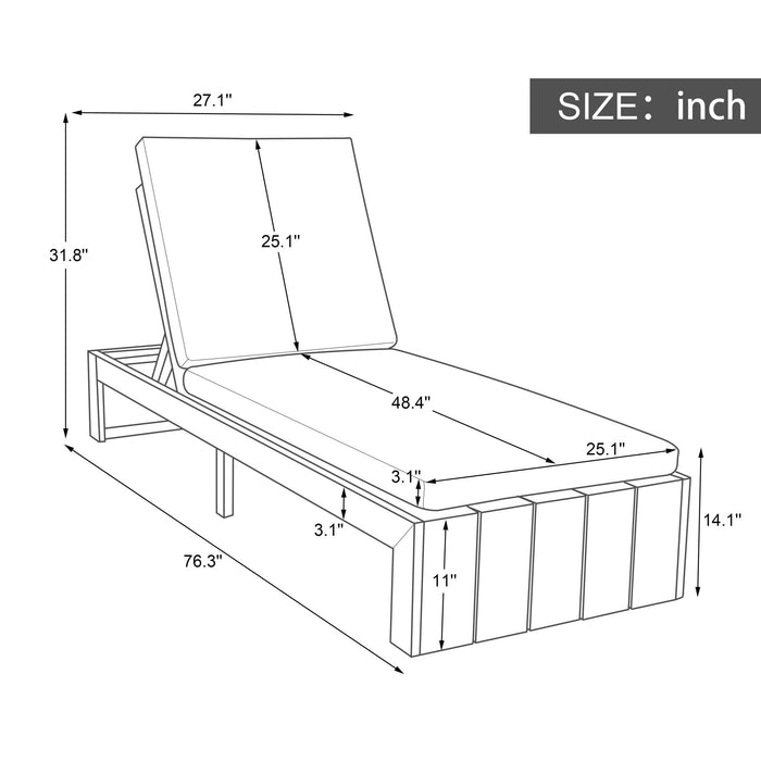 Adjustable Outdoor Chaise Lounge Patio Recliner - Beige / Light Teak Hearth and Haven