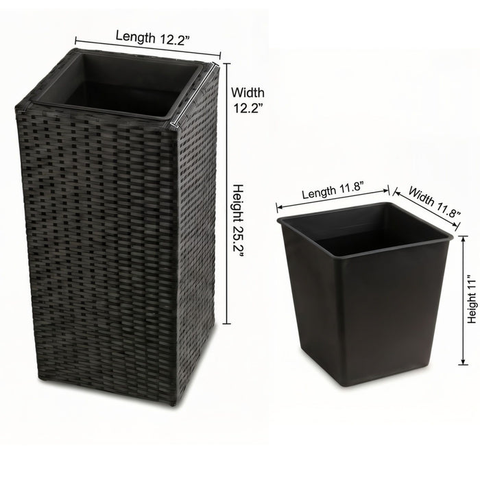 Solhome - Square Planter Box For Patio - Black Daily Nest