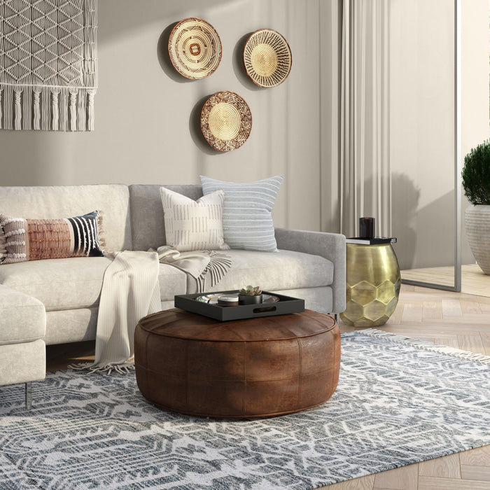 Connor - Handcrafted Round Pouf Simpli-Home