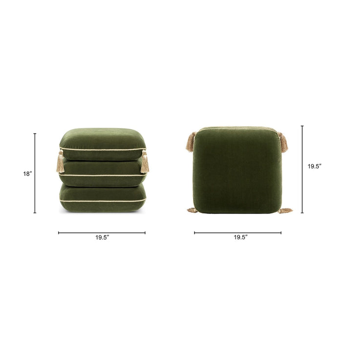 Monarch - Tassled Ottoman - Olive Green Jennifer Taylor Home