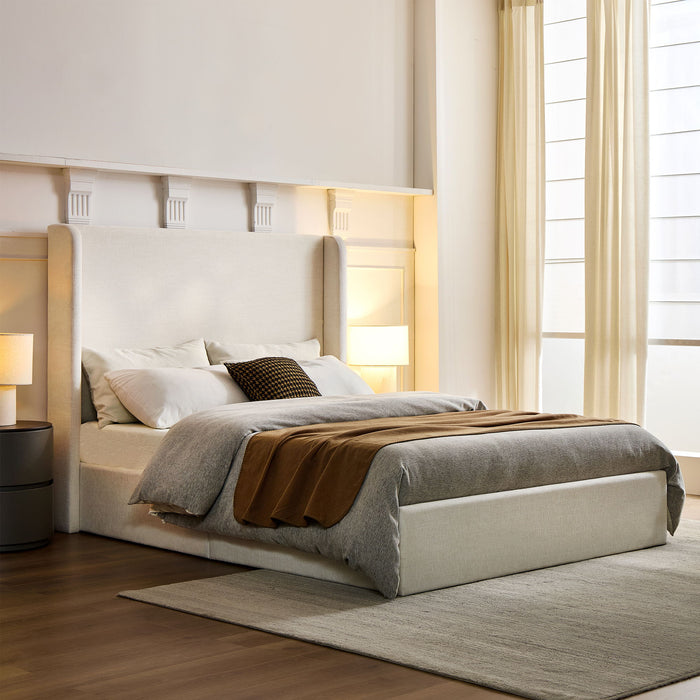 Caron - Upholstered Wingback Bed With High Headboard House & Home Furniture