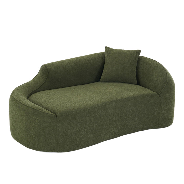 Compression Curved Chaise Longue Chair Indoor Loveseat Sofa Bed With Deep Seat And Pillow - Green Home Essentials