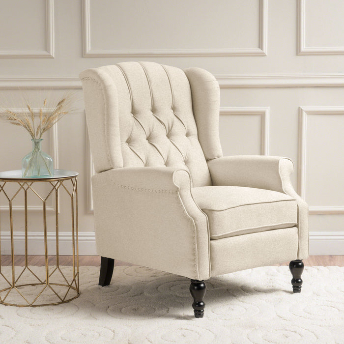 Armchair Recliner With Pushback Mechanism And Wingback Design Noble House
