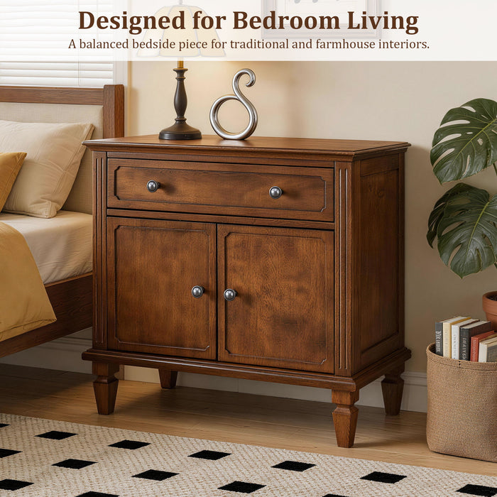 Nightstand With Charging Station Bedside Table With Drawer And Double Door Storage Home Essentials