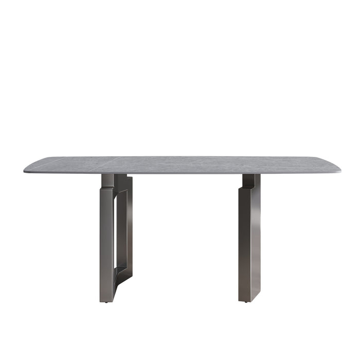 70.87" Modern Artificial Stone Dining Table, Can Accommodate 6-8 People - Gray