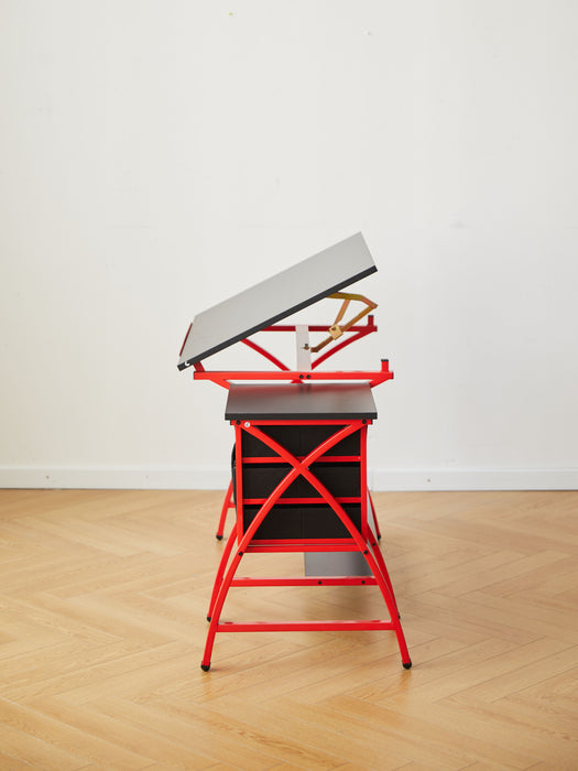 Drafting Table Red With Stool