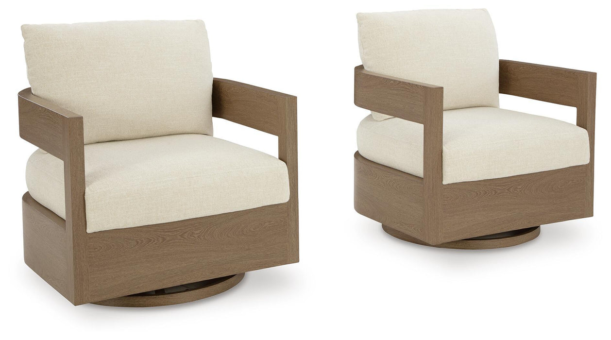 Serene Bay - Swivel Glider Chair With Cushion - Dark Brown / White Signature Design by Ashley®