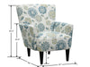 Floral Accent Chair - Blue - Wood Emerald Home