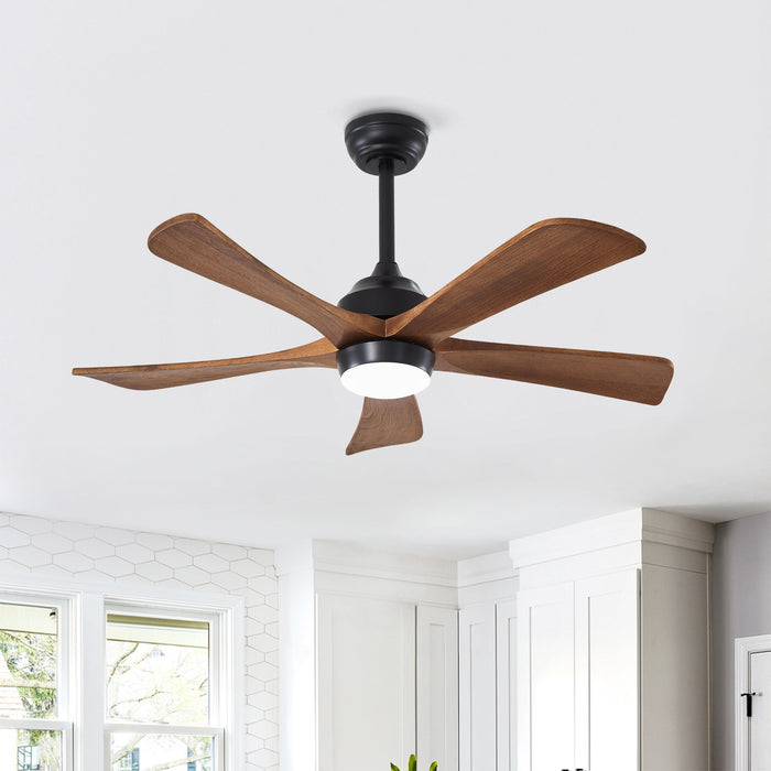 5 Blades Ceiling Fan With Lights Remote Control - Matte Black Daily Nest