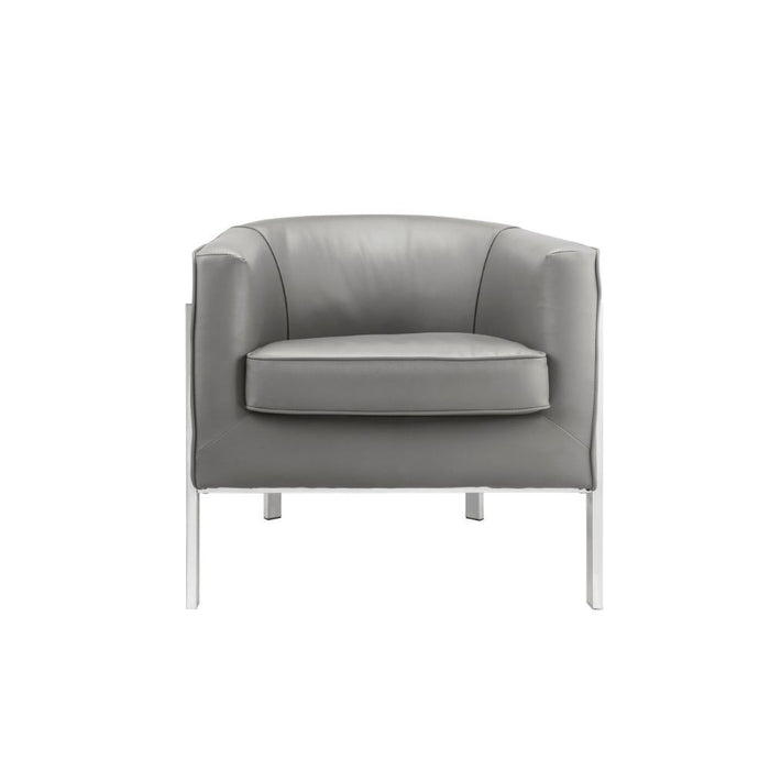 Tiarnan - Accent Chair - Vintage Gray PU & Chrome