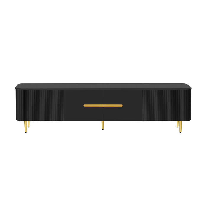 TV Stand For TVs, Media Console With 4 Spacious Cabinets For Living Room Hearth and Haven