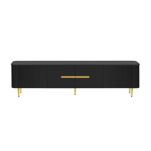 Minimalist TV Stand For TVs Up To 85", Modern Entertainment Center Media Console With 4 Spacious Cabinets For Living Room Hearth and Haven