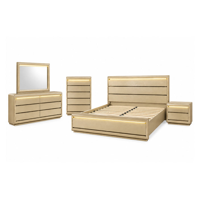 Gigi - 5 Piece Full Bedroom Set With LED Lights Global Furniture USA