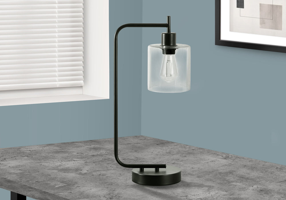 Lighting, Table Lamp, USB Port Included, Glass Shade, Modern - Black