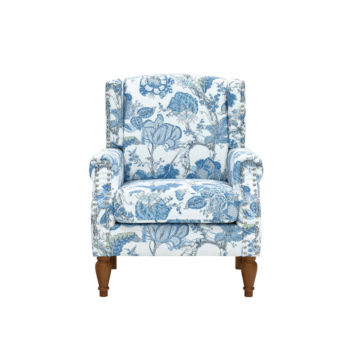 Accent Chair With Floral Upholstery And Nailhead Trim Home Essentials
