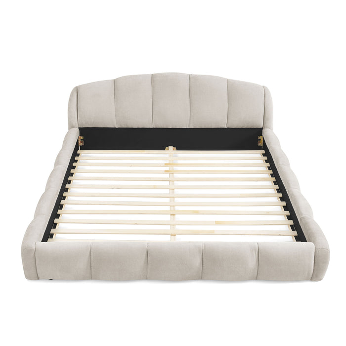 Upholstered Platform Bed Frame, Low Profile Floor Bed, No Box Spring Required Home Essentials