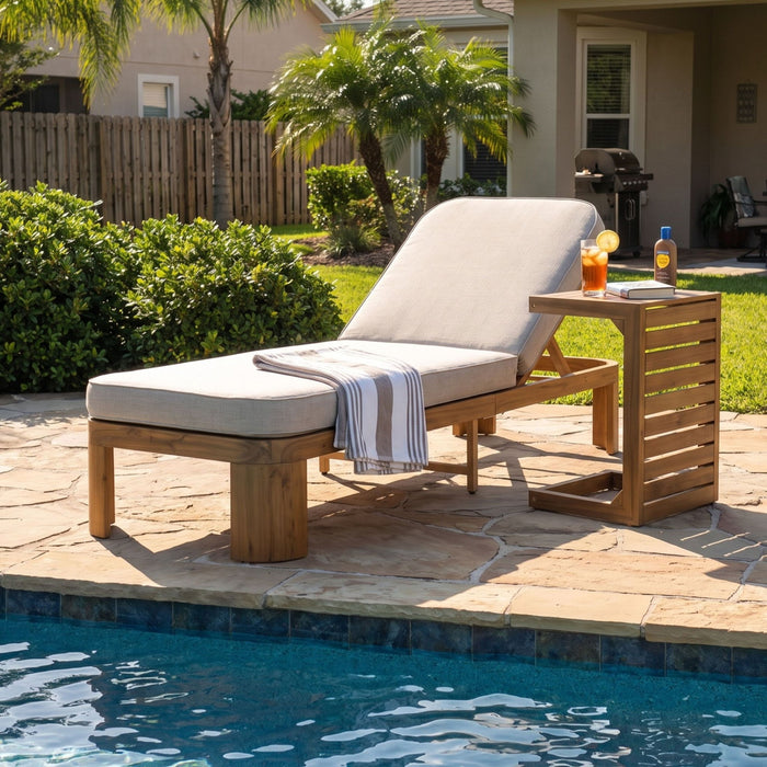 Outdoor Chaise Lounge Set With Side Table, 5 Position Adjustable Patio Recliner Noble House