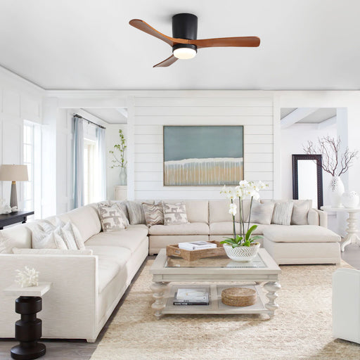 Ceiling Fan With Light, Dimmable 3 Color LED, 1 / 4 / 8H Timer, Silent For Bedroom - Matte Black Daily Nest