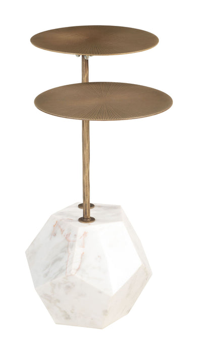 Anten - Side Table - Brass & White Zuo Modern