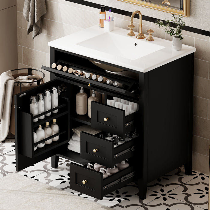 Bathroom Vanity With Sink, 3 Drawers And Adjustable Shelf Hearth and Haven