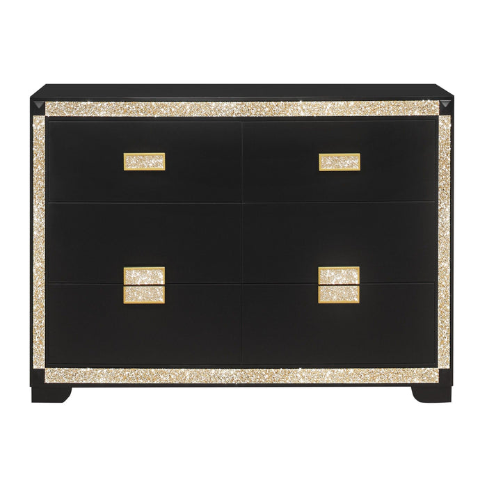 Lively - Dresser With Glitter Detail And Thick Bar Handle Hardware - Black