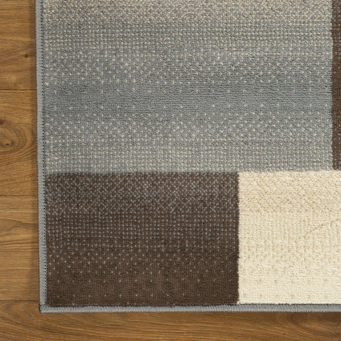 8' Patchwork Power Loom Stain Resistant Runner Rug - Gray