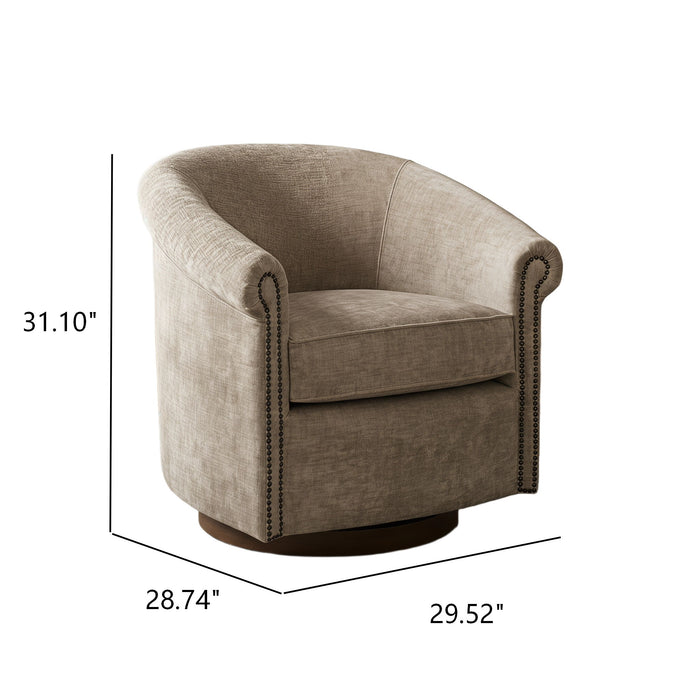 Barrel Swivel Accent Chair, 360 Degree Rotating For Living Room - Sand Home Essentials