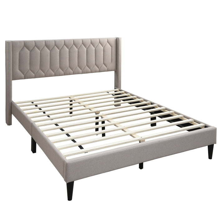 Platform Bed With Diamond Tufted Headboard Home Essentials