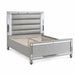 Modern Bed With LED Lights And Glass Panels, 2 Nightstands Home Essentials