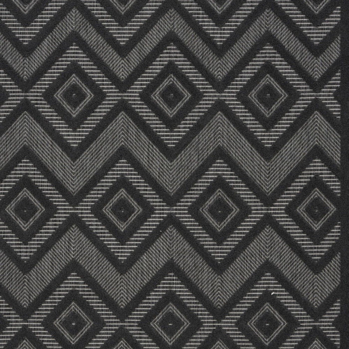 5' X 7' Argyle Indoor / Outdoor Area Rug - Charcoal Black