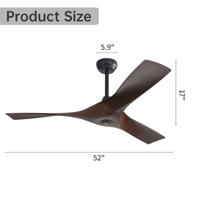 52" Blade Ceiling Fan Without Light, 6 Speed Reversible DC Motor For Living Room, Outdoor Use - Black Daily Nest