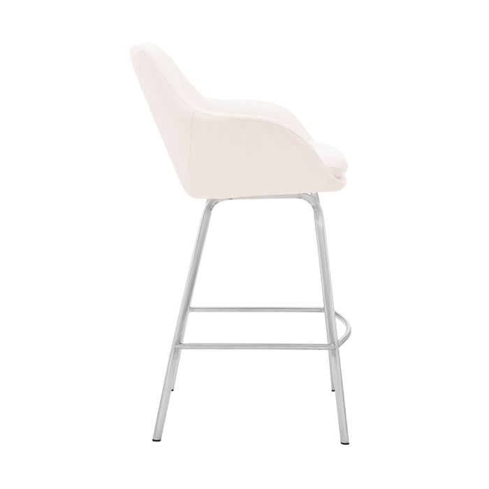 41" Swivel Low Back Bar Height Bar Chair - White / Silver