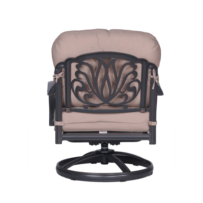 Club Swivel Chairs With Cushion, Quality Outdoor Patio Furniture - Black / Brown