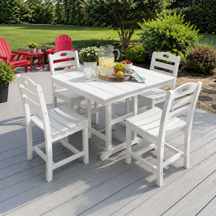 Outdoor Patio Dining Set, Square Table With Umbrella Hole And Armless Chairs Home Essentials