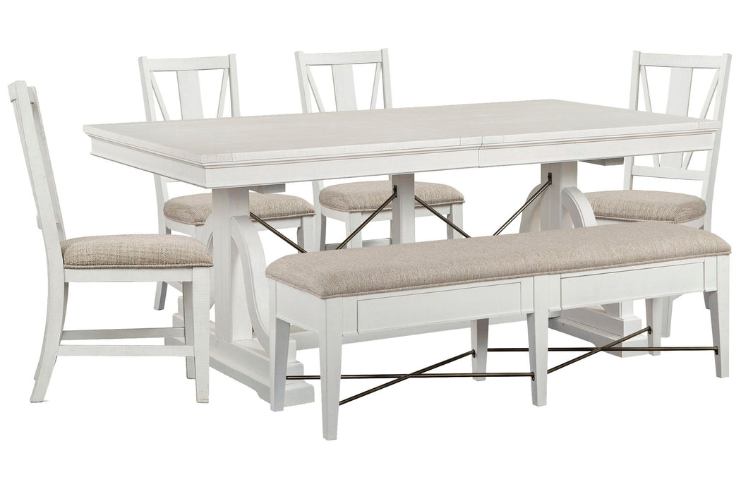 Heron Cove - Extendable Trestle Dining Table Set Magnussen Furniture