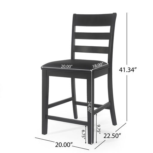 Farmhouse Upholstered Wood Counter Stools Noble House