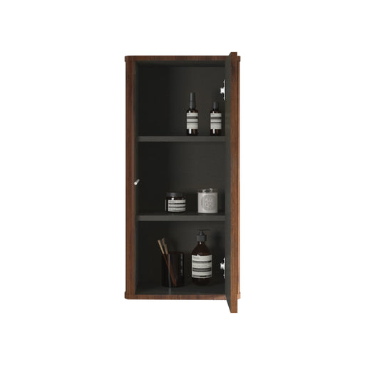 Striped Walnut Bathroom Floating Side Cabinet, Wall-Mounted Storage Cabinet For Small Spaces - Walnut Home Essentials