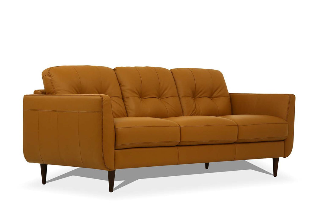 Leather Sofa With Black Legs - Orange