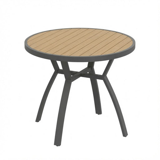 Outdoor Round Patio Table With Slatted Top - Gray Home Essentials