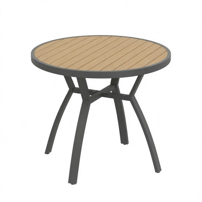 Outdoor Round Patio Table With Slatted Top - Gray Home Essentials