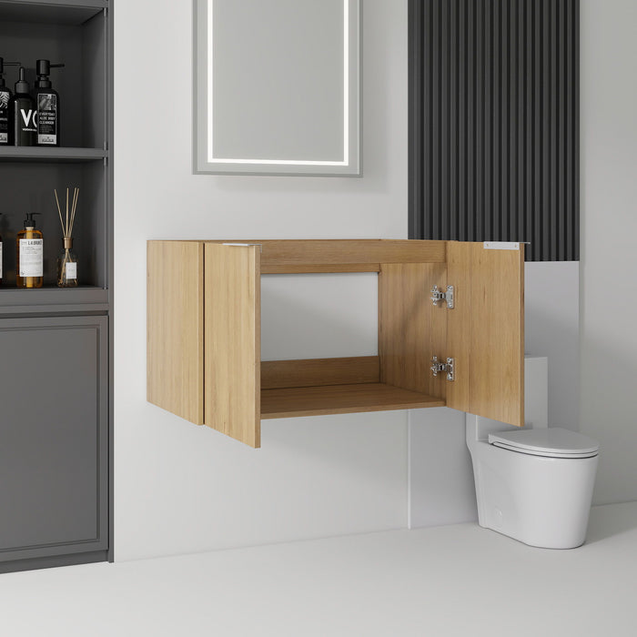 Floating Bathroom Vanity Cabinet With Soft Close Double Doors, Spacious Interior Storage, Wall Mounted, Cabinet Only Home Essentials