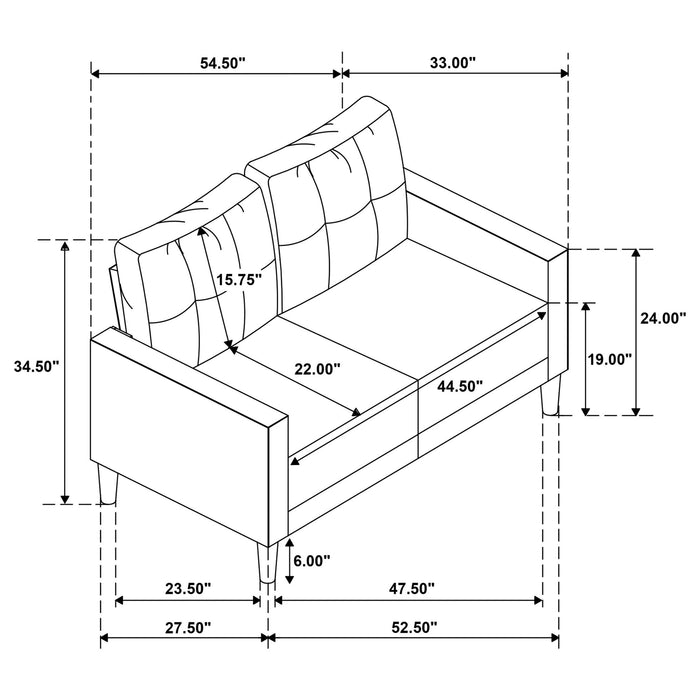 Heather - Track Arm Tufted Loveseat Furniture Max