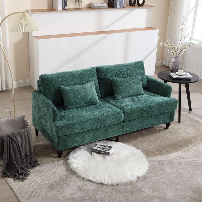 Coolmore Modern Chenille Fabric Loveseat, 2 - Seat Upholstered Loveseat Sofa Modern Couch - Emerald