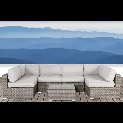 Patio Sofa Set For 4 With Cushions Convenient Outdoor Seating Group - Brown / Gray LSI Patio Furniture