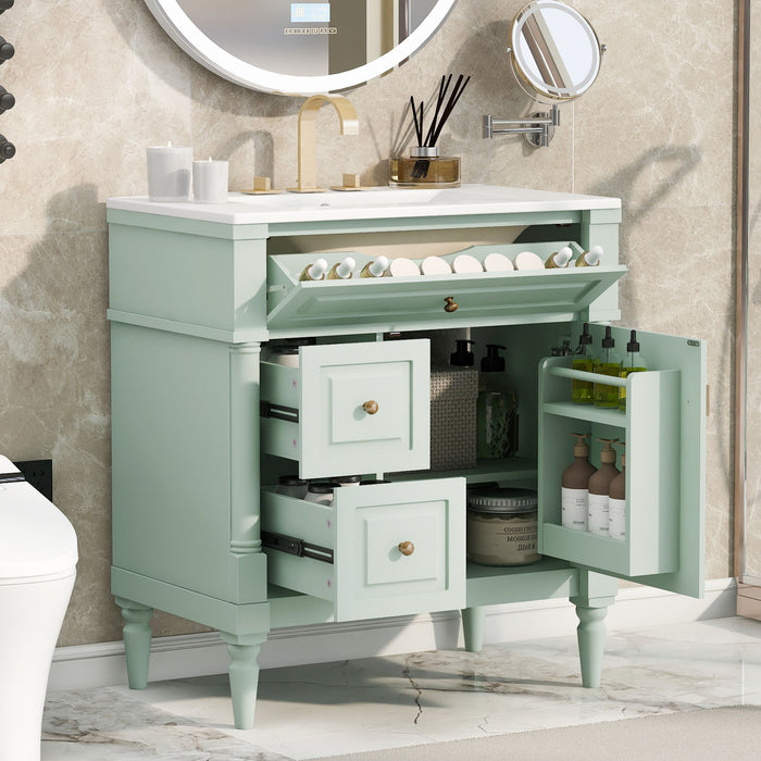 Modern Bathroom Vanity With Sink, Freestanding Cabinet With Flip Drawer & Adjustable Shelf Hearth and Haven